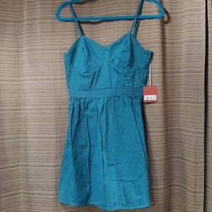 Teal and black stripe spaghetti strap dress